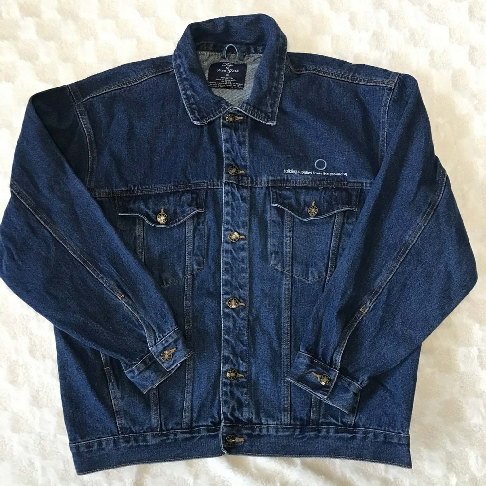 Trip To New York Brand Navy Denim Jacket Mens Size Extra Large